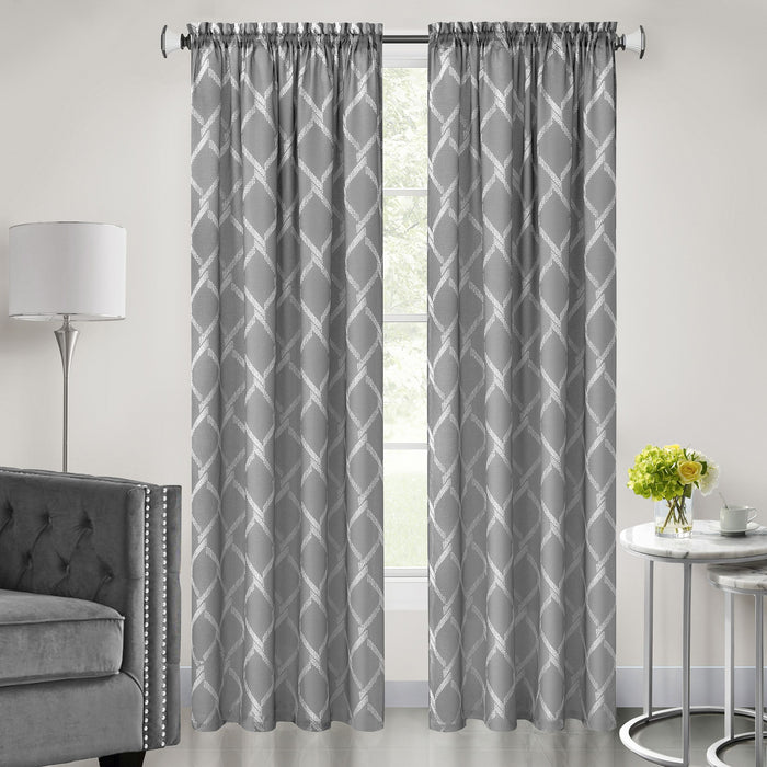 Double Layered Rod Pocket Window Curtain Panel - Grey - 52x84