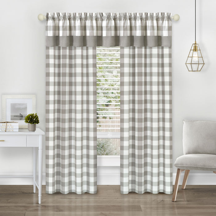 Hunter Rod Pocket Window Curtain Panel - Light-Filtering Fabric, 42 Inches Wide, Machine Washable - Grey - 42x63