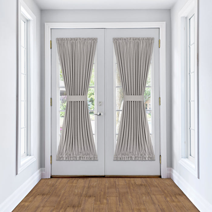 Darcy Rod Pocket Door Panel with Tieback, Soft Radiance, Machine Washable - Grey - 54x72