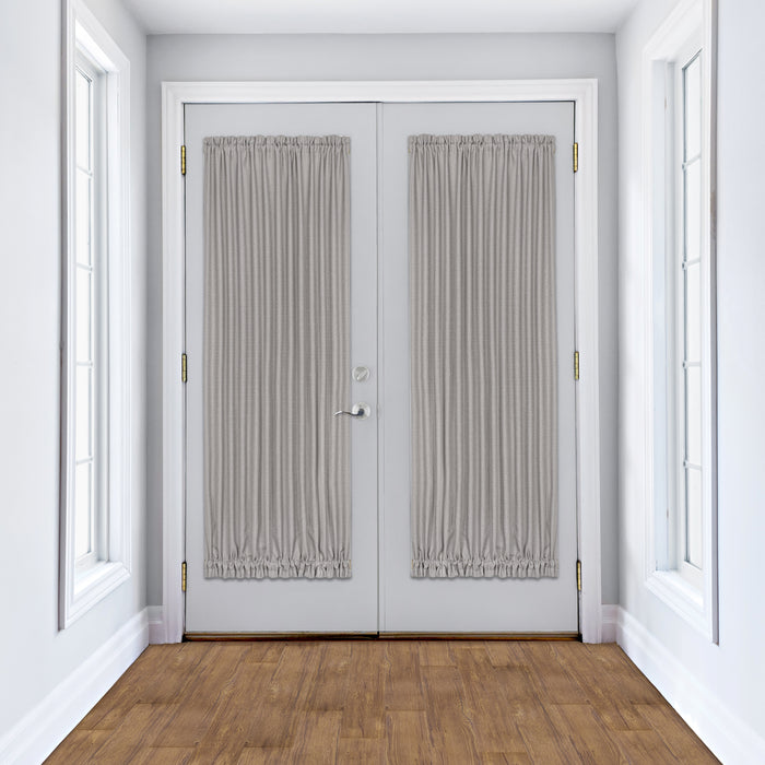 Darcy Rod Pocket Door Panel with Tieback, Soft Radiance, Machine Washable - Grey - 54x72