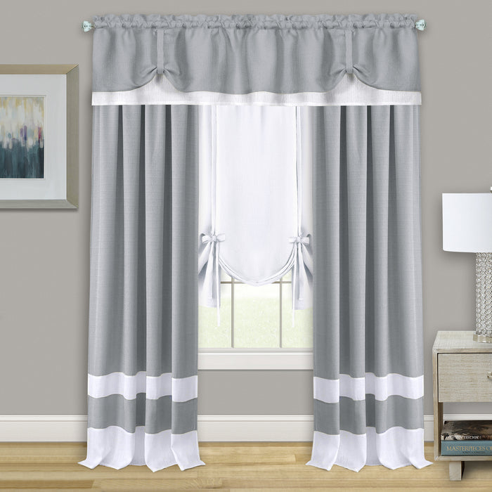 Darcy Window Curtain Tie-Up Shade, 50x63 inches, Polyester, Blush and Natural Hues - Grey