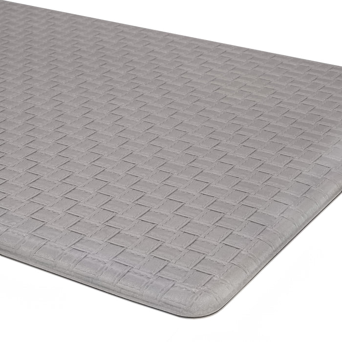 Achim Decorative Anti-Fatigue Mat - Faux-Leather Woven-Embossed - Eco PVC Foam - Sizes 18x30, 20x39 - Grey - 18x30