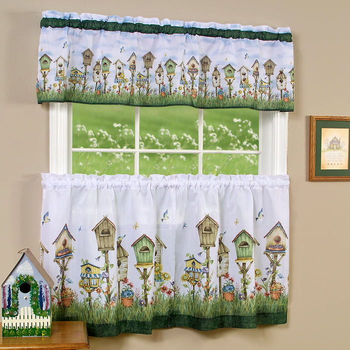 Home Sweet Home Tier and Valance Window Curtain Set - Complete Ensemble with 58-Inch Width - 58x24