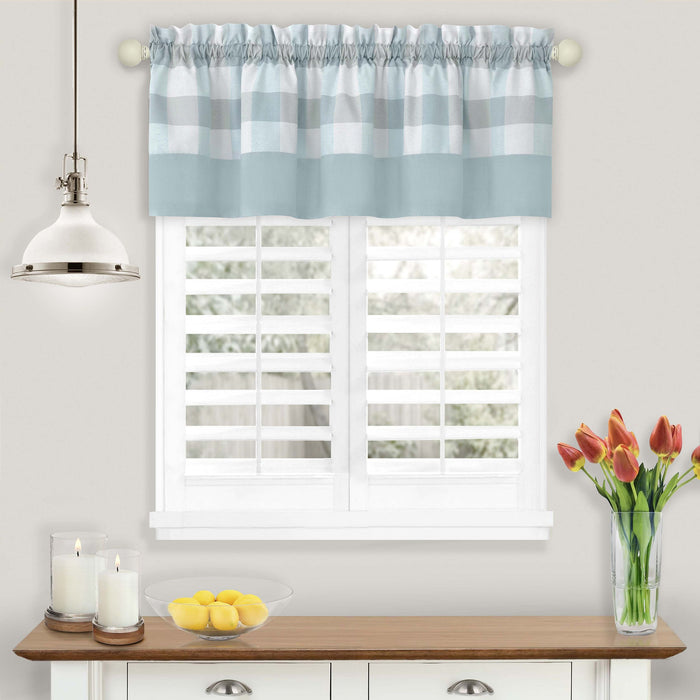 Hunter Rod Pocket Window Curtain Valance - 52 Inches x 14 Inches, Soft Chenille Fabric - Ice Blue