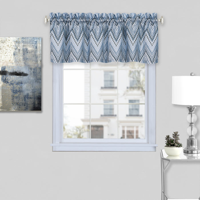 Avery Rod Pocket Window Curtain Valance - 52 Inches x 14 Inches, Soft Chenille Fabric - Ice Blue