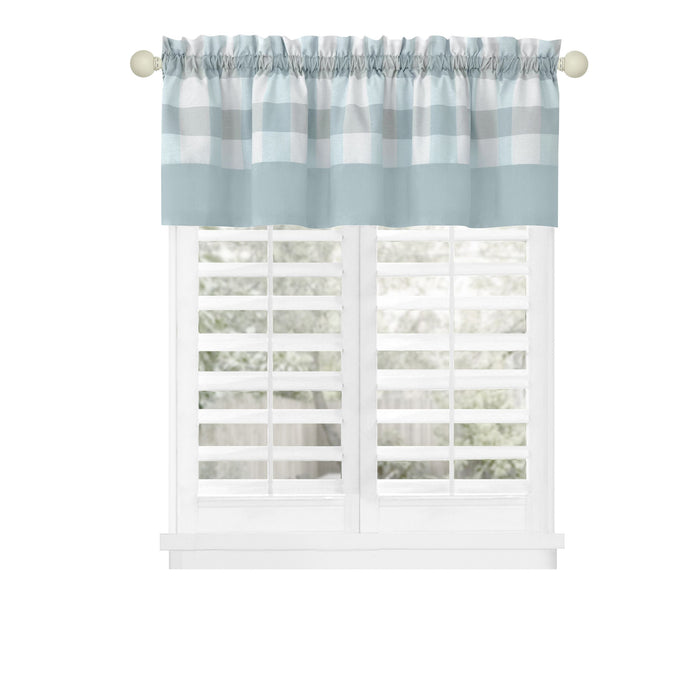 Hunter Rod Pocket Window Curtain Valance - 52 Inches x 14 Inches, Soft Chenille Fabric - Ice Blue