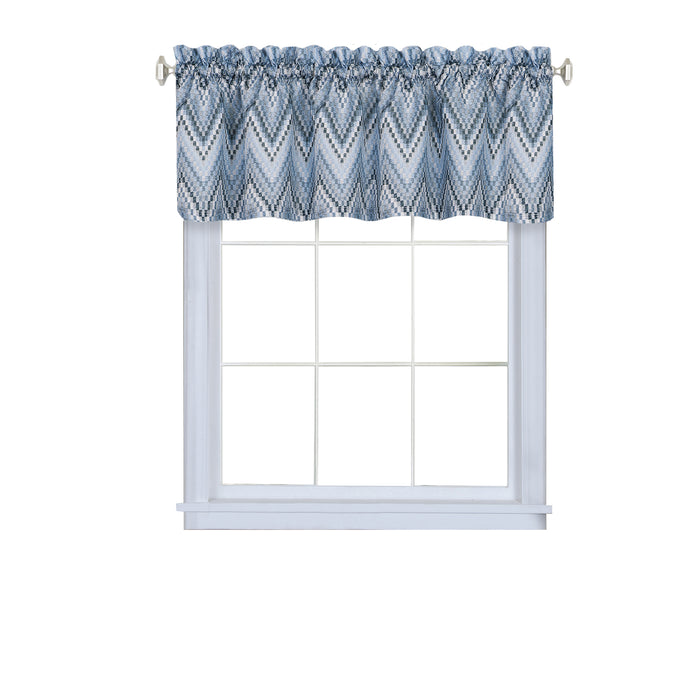 Avery Rod Pocket Window Curtain Valance - 52 Inches x 14 Inches, Soft Chenille Fabric - Ice Blue