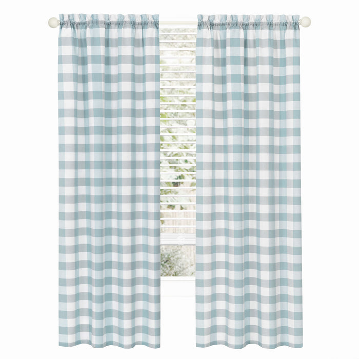 Hunter Rod Pocket Window Curtain Panel - Light-Filtering Fabric, 42 Inches Wide, Machine Washable - Ice Blue - 42x63