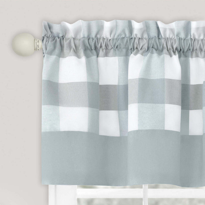 Hunter Rod Pocket Window Curtain Valance - 52 Inches x 14 Inches, Soft Chenille Fabric - Ice Blue