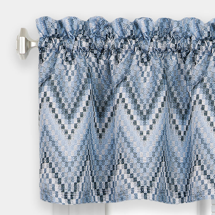 Window Curtain Tier Pair and Valance Set - Ice Blue - 58x24