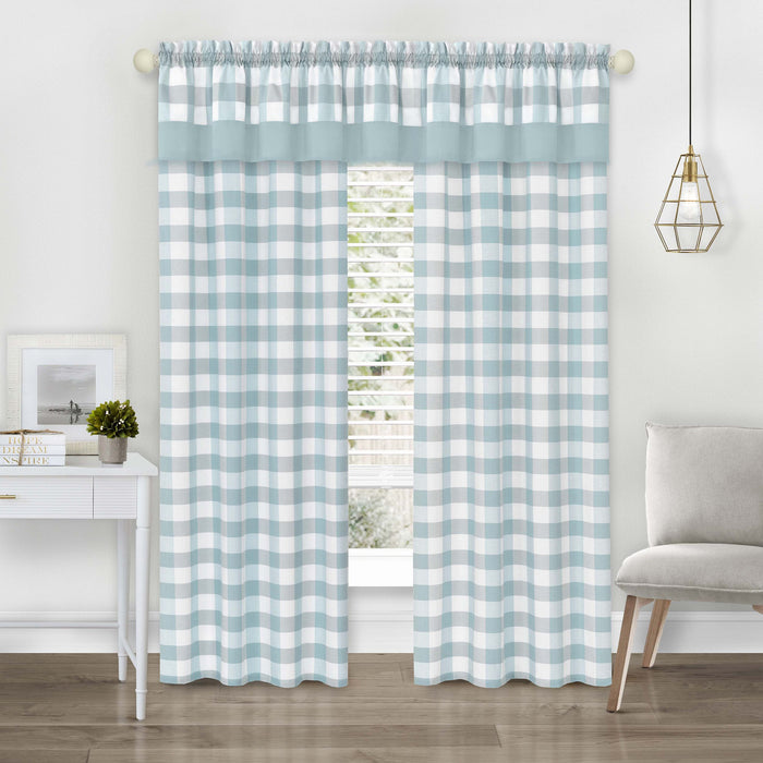 Hunter Rod Pocket Window Curtain Panel - Light-Filtering Fabric, 42 Inches Wide, Machine Washable - Ice Blue - 42x63