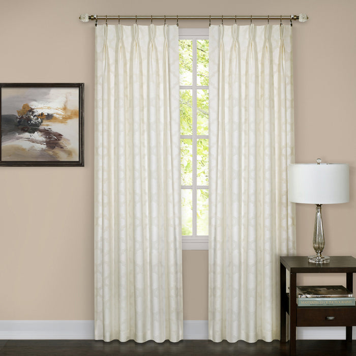 Pinch Pleat Window Curtain Panel - Room Darkening Velvet Fabric, Back Tab/Rod Pocket/Clip Rings Hanging Options, Masterpieces Brand - Ivory - 34x63