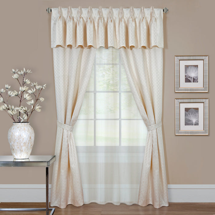 Claire 6 Pc Window Curtain Set - Economically Priced, Easy Care, Rod Pocket or Clip Rings, Simplified Installation Process - Ivory - 55x63