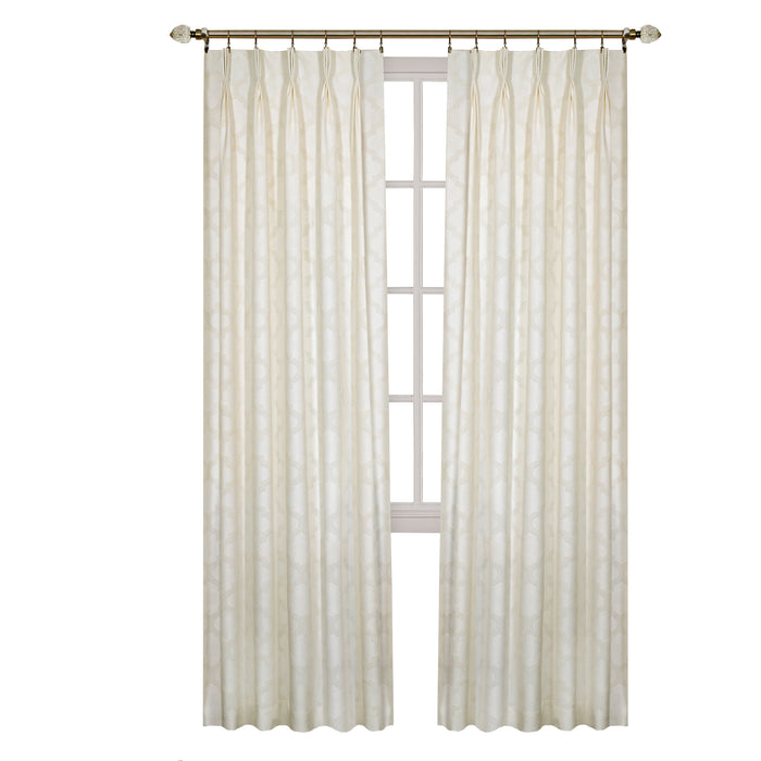 Pinch Pleat Window Curtain Panel - Room Darkening Velvet Fabric, Back Tab/Rod Pocket/Clip Rings Hanging Options, Masterpieces Brand - Ivory - 34x63