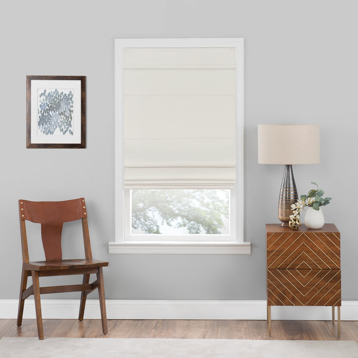 Cordless Blackout Roman Window Shade - Total Room Darkening & Stylish Valance - Ivory - 31x64