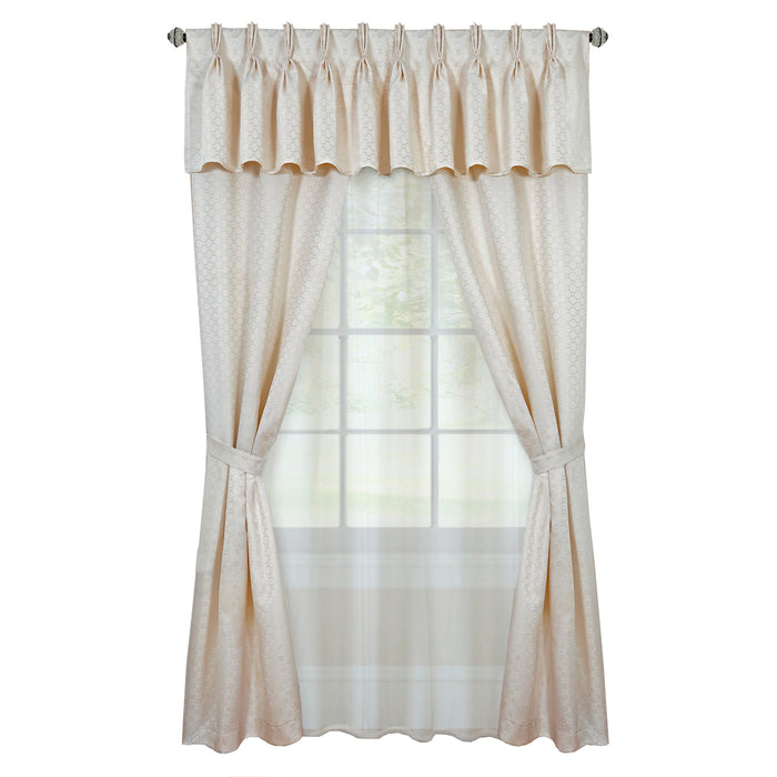 Claire 6 Pc Window Curtain Set - Economically Priced, Easy Care, Rod Pocket or Clip Rings, Simplified Installation Process - Ivory - 55x63