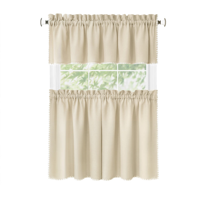 Kendal Tier and Valance Window Curtain Set - Complete Ensemble with 58-Inch Width