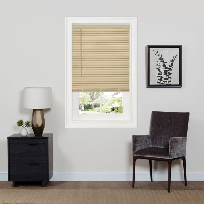 Durable Latte 1" Room Darkening Mini Blind with Cordless Operation - 35x64