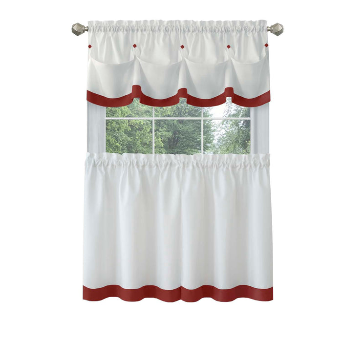 Window Curtain Tier Pair and Valance Set - Lava - 58x36