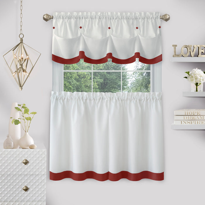 Window Curtain Tier Pair and Valance Set - Lava - 58x24