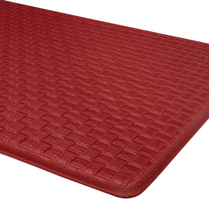 Achim Decorative Anti-Fatigue Mat - Faux-Leather Woven-Embossed - Eco PVC Foam - Sizes 18x30, 20x39 - Lava - 18x30