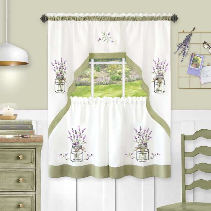 Embellished Tier and Swag Curtain Set