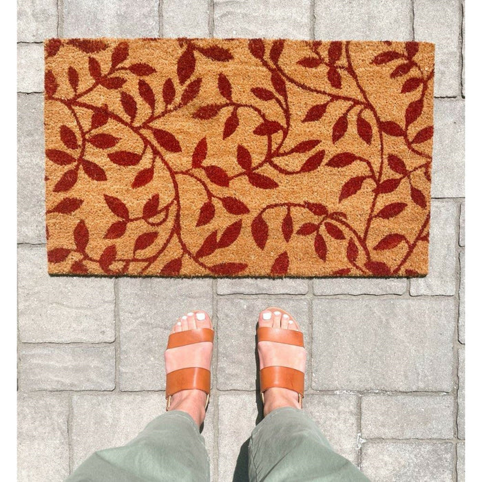 Dorothy Printed Coir Door Mat - Natural Coco Fibers - 18x30 - Heavy Duty Trap for Dirt and Moisture - Easy to Clean - Leaves