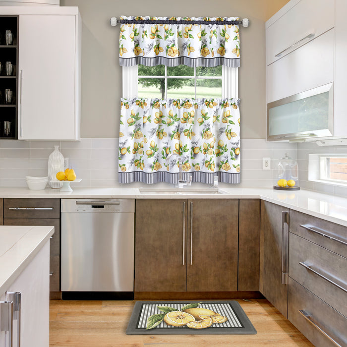 Lemon Drop Tier and Valance Window Curtain Set - Complete Ensemble with 58-Inch Width - Yellow - 58x36