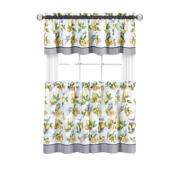 Lemon Drop Tier and Valance Window Curtain Set - Complete Ensemble with 58-Inch Width - Yellow - 58x36