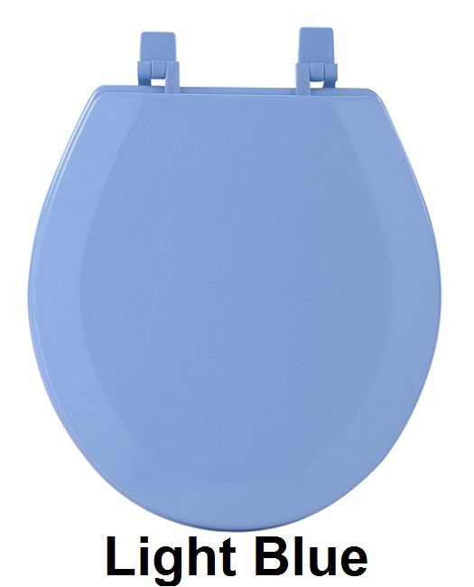 Fantasia 17 Inch Standard Wood Toilet Seat - Molded Design with Beveled Edge - Light Blue