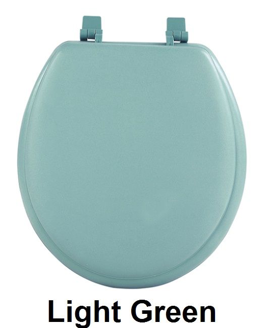 17 Inch Soft Standard Vinyl Toilet Seat with Foam Cushioning and Hinge Covers - Fantasia - Light Green