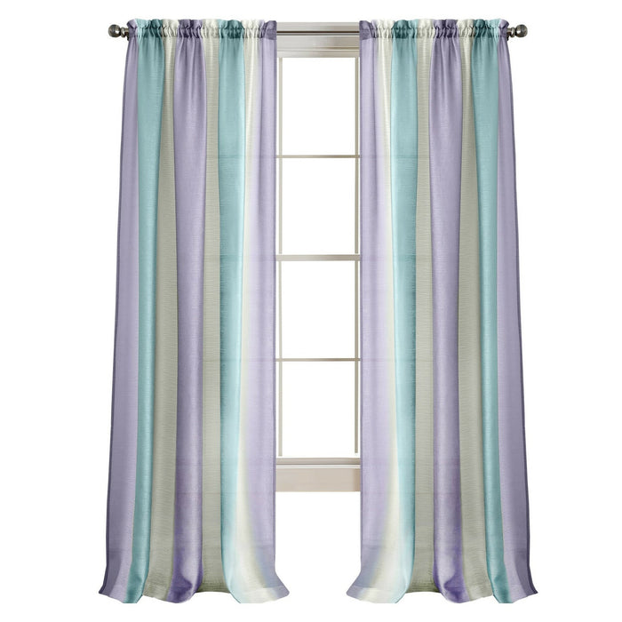 Spectrum Rod Pocket Window Curtain Panel - 42 Inches Width - Light Filtering - Machine Washable - Geometric Diamond Clipped Design - Textiles & Soft Furnishings - Lilac/Turquoise - 50x84