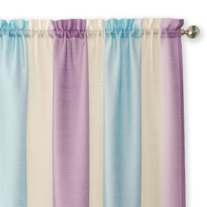 Spectrum Rod Pocket Window Curtain Panel - 42 Inches Width - Light Filtering - Machine Washable - Geometric Diamond Clipped Design - Textiles & Soft Furnishings - Lilac/Turquoise - 50x63