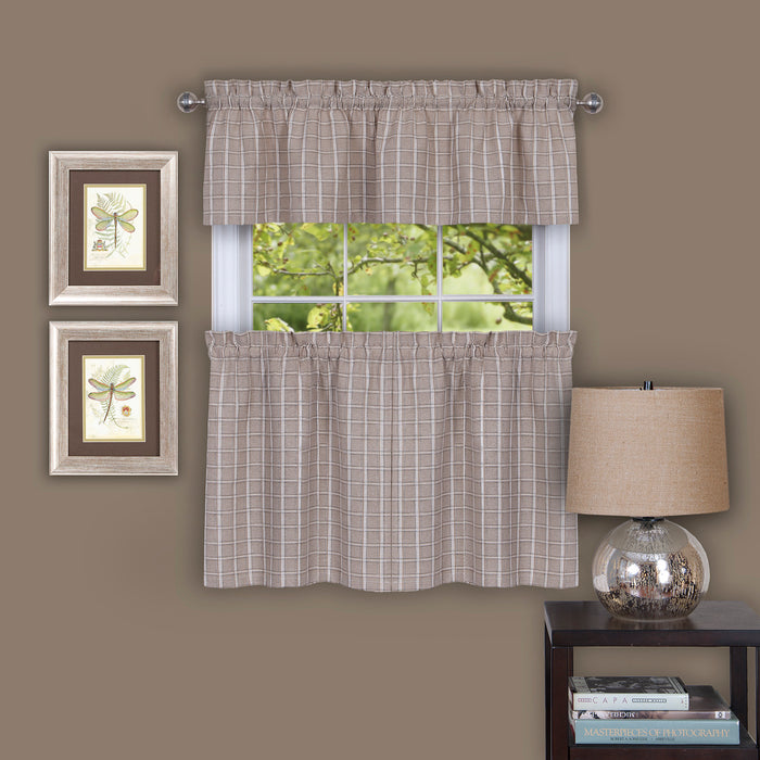 Sydney Window Curtain Valance - Linen-Look Plaid Texture - Affordable & Easy to Set Up - Linen