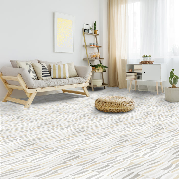 Retro Style 12x12 Self Adhesive Vinyl Floor Tile - 20 Tiles, 20 sqft - Linen Waves