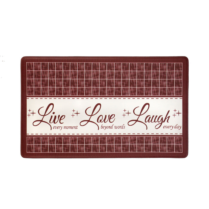 Anti Fatigue Mat 18x30 - Live, Love, Laugh - Burgundy