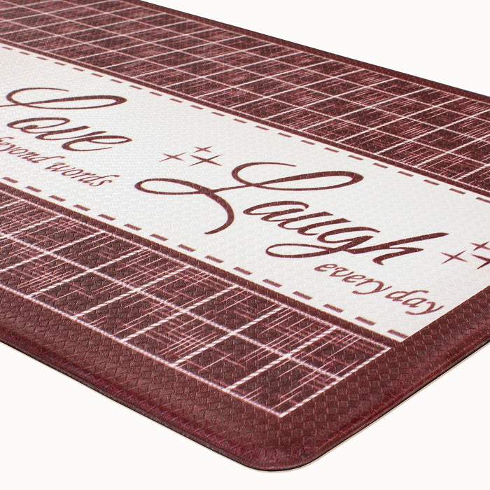 Anti Fatigue Mat 18x30 - Live, Love, Laugh - Burgundy