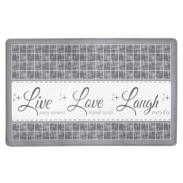 Anti Fatigue Mat 18x30 - Live, Love, Laugh - Grey