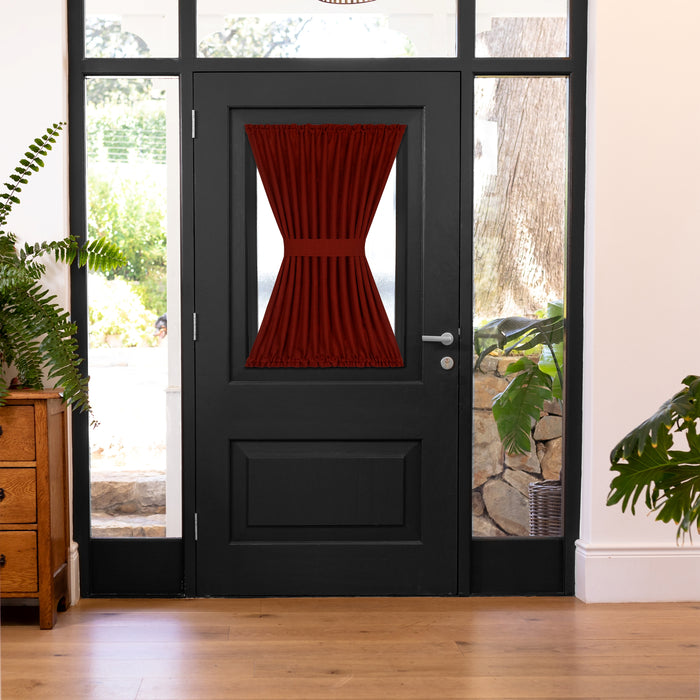 Darcy Rod Pocket Door Panel with Tieback, Soft Radiance, 25 x 40 inches, Machine Washable - Marsala - 25x40