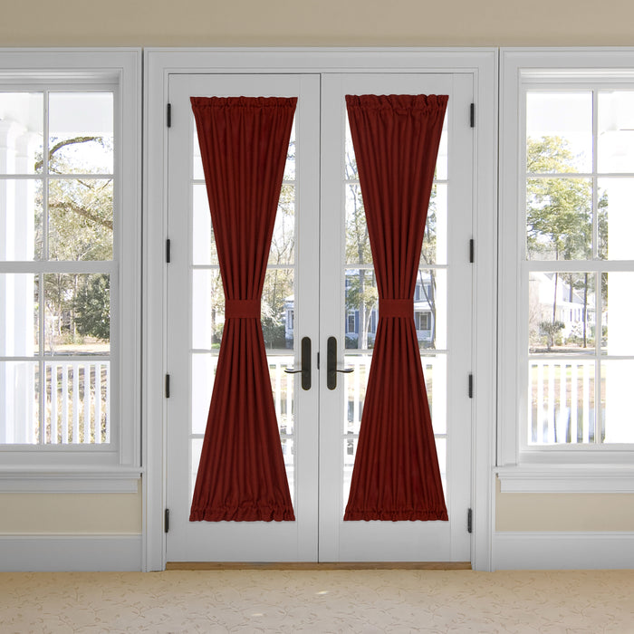 Darcy Rod Pocket Door Panel with Tieback, Soft Radiance, Machine Washable - Marsala - 25x72