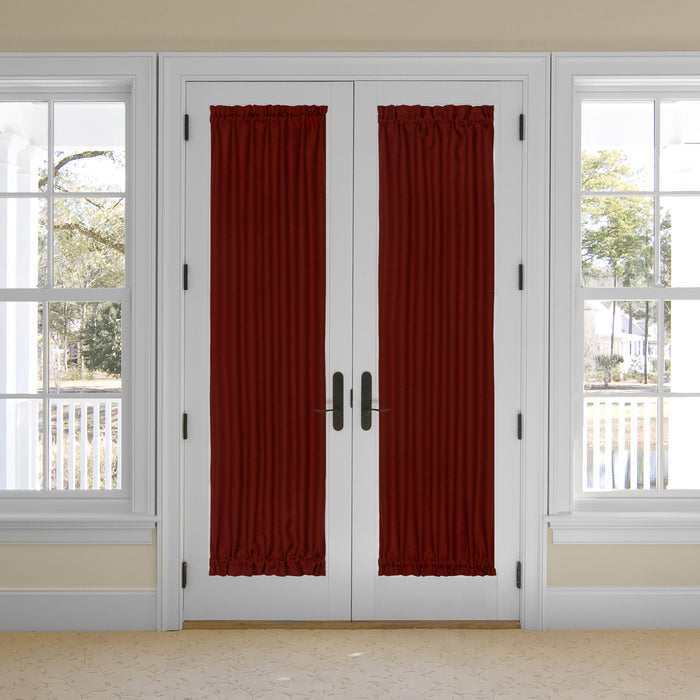 Darcy Rod Pocket Door Panel with Tieback, Soft Radiance, Machine Washable - Marsala - 25x72