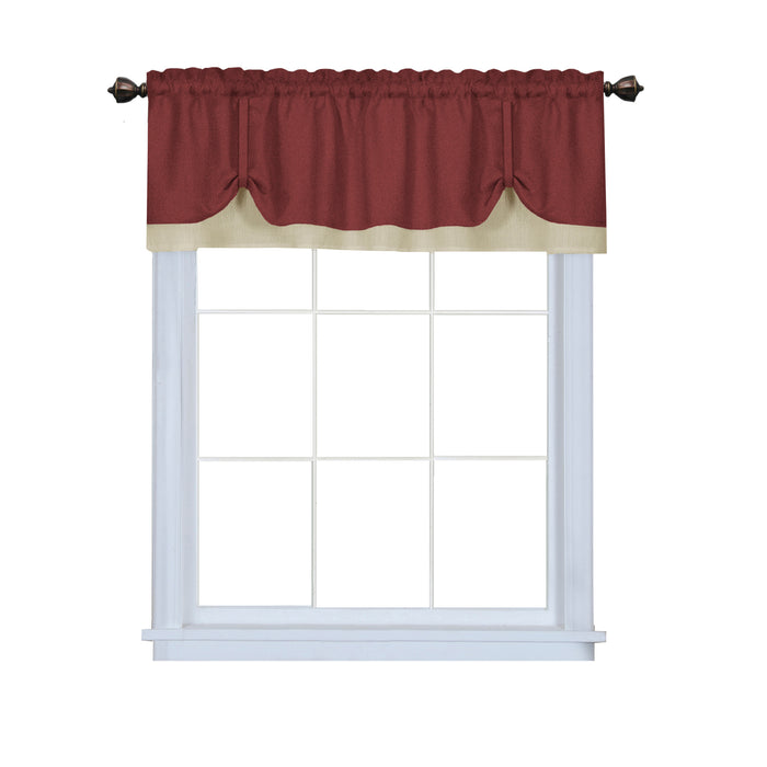 Darcy Rod Pocket Window Curtain Valance - 52 Inches x 14 Inches, Soft Chenille Fabric - Marsala/Tan