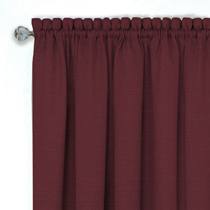 Darcy Rod Pocket Window Curtain Valance - 52 Inches x 14 Inches, Soft Chenille Fabric - Marsala/Tan