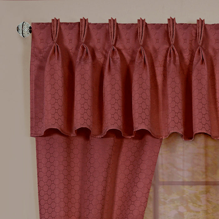 Claire 6 Pc Window Curtain Set - Economically Priced, Easy Care, Rod Pocket or Clip Rings, Simplified Installation Process - Marsala - 55x84