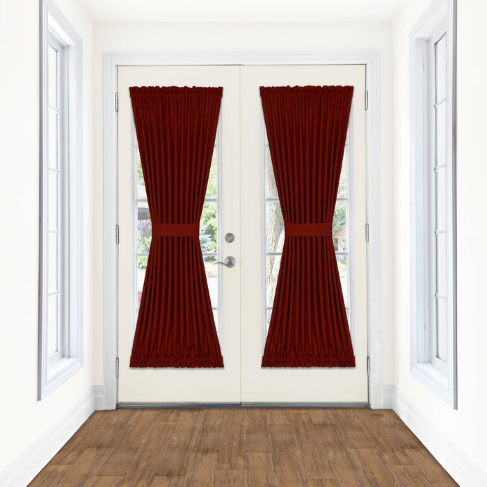 Darcy Rod Pocket Door Panel with Tieback, Soft Radiance, Machine Washable - Marsala - 54x72