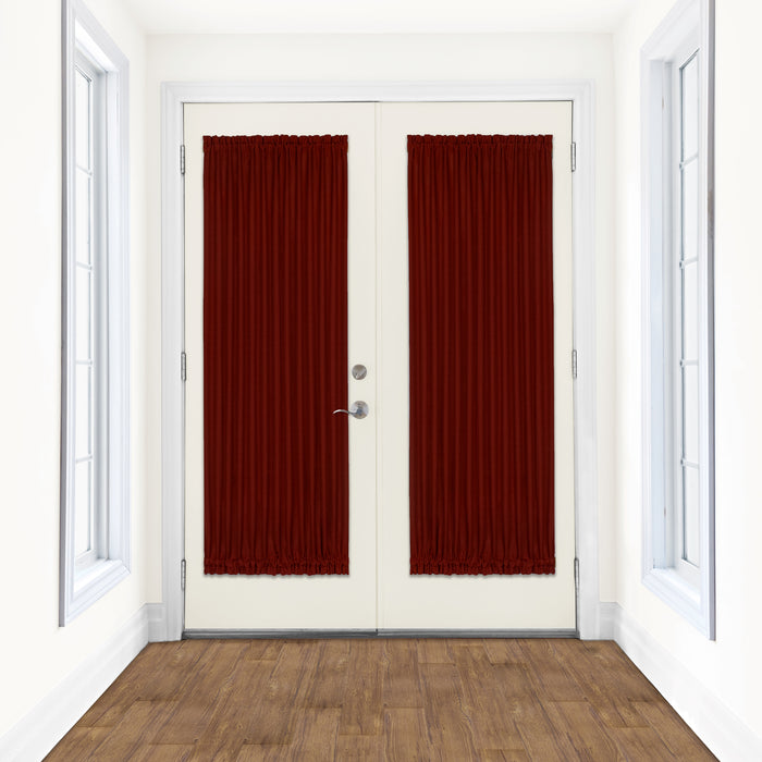 Darcy Rod Pocket Door Panel with Tieback, Soft Radiance, Machine Washable - Marsala - 54x72