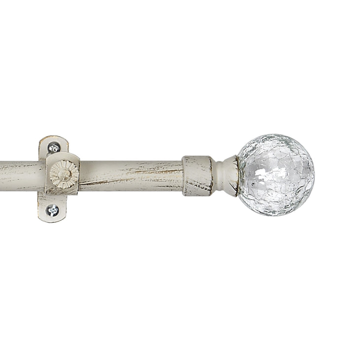 Metallo Decorative Rod Series - Ilana Style, Antique White & Gold with Cracked Glass Finials