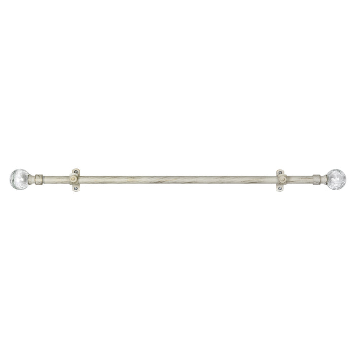 Metallo Decorative Rod Series - Ilana Style, Antique White & Gold with Cracked Glass Finials - 28-48