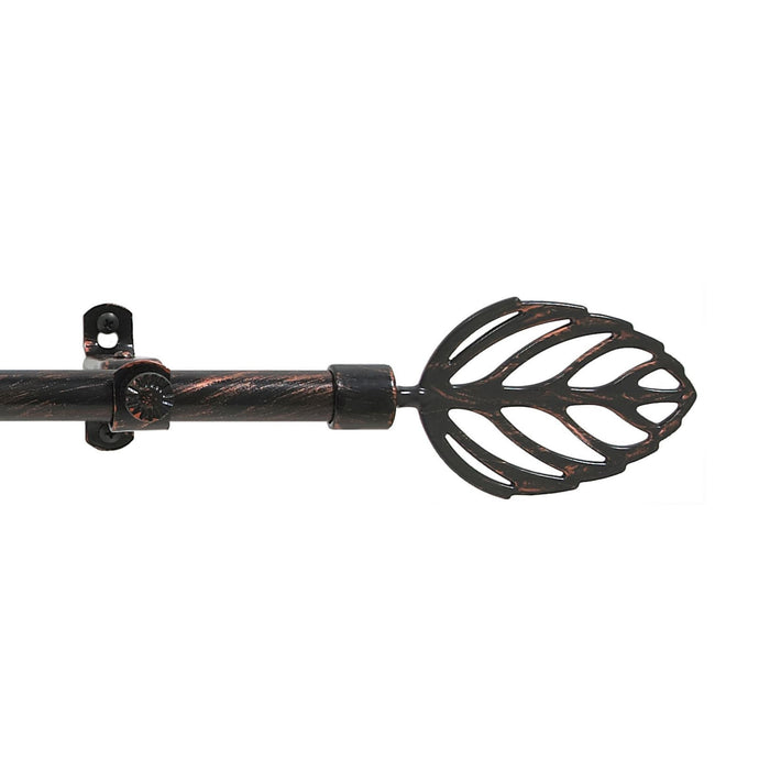 Metallo Decorative Rod & Finial - Leaf Style - All-Metal Hardware with Brackets and Screws - 28-48