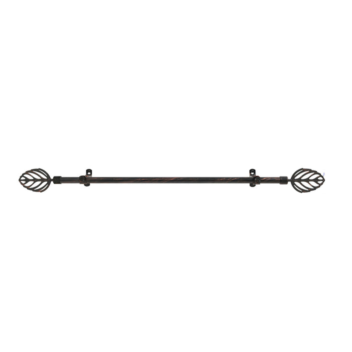 Metallo Decorative Rod & Finial - Leaf Style - All-Metal Hardware with Brackets and Screws - 66-120